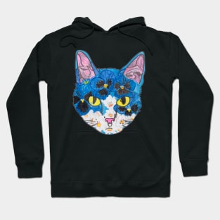 Blue floral kitty Hoodie